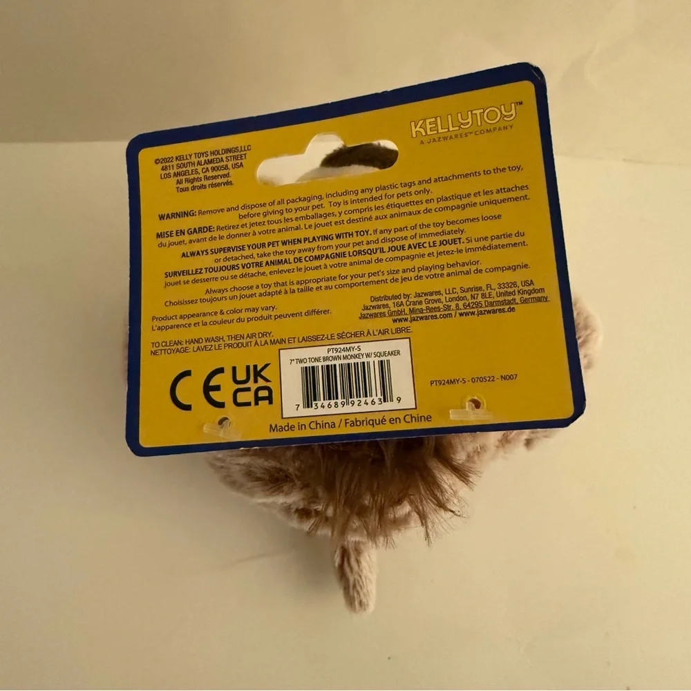 Wags And Purrs Monkey Dog Toy With Squeaker - Picture 5 of 5